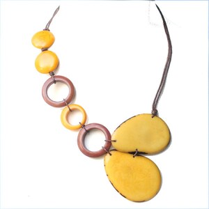 Tagua nut jewelry, Yellow necklace, Statement necklace, Boho necklace, Ecofriendly jewelry, Vegan jewelry, Gift ideas, Vegetable ivory, Eco image 5