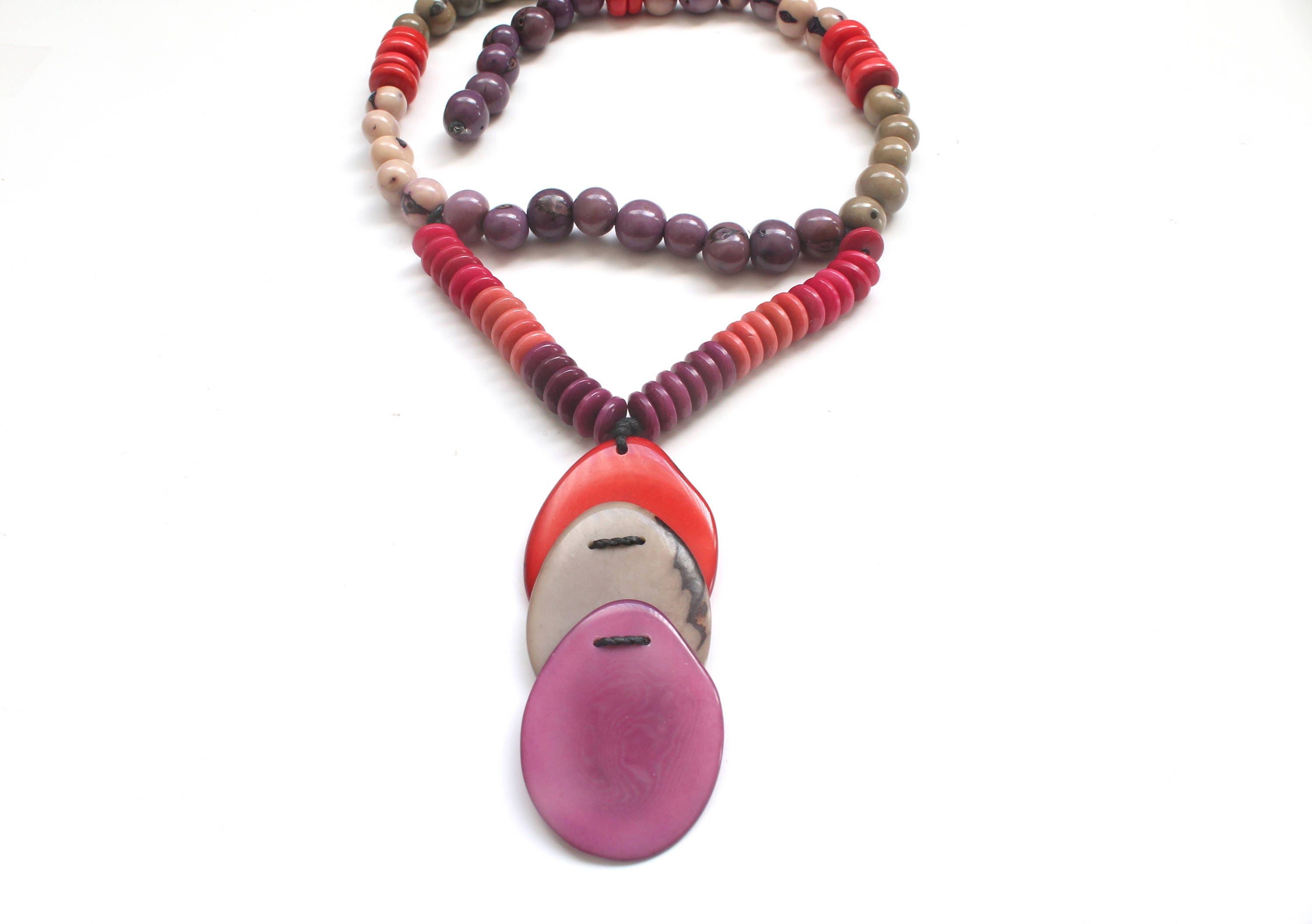Tagua Camellia Flowers Necklace