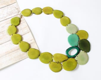 Tagua Nut Statement Necklace: Bold Bib Design, Handmade in Canada