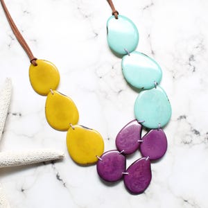Multicoloured necklace, Statement necklace, Tagua necklace, layered necklace, Mom wife gift ideas, Bohemian necklace, tagua