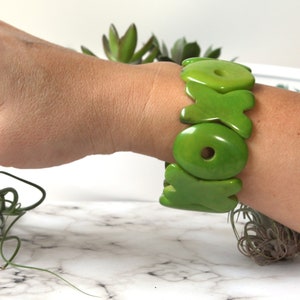 Valentine&#39;s day gift, Green Tagua Bracelet, Hugs and Kisses Bracelet, XO Handmade Bracelet, Beachy Jewelry, Sustainable Boho Jewelry