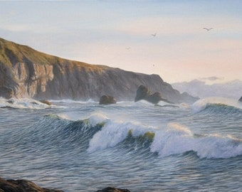 California Seascape "Last Light" Giclee Print, Sonoma Coast, Goat Rock Beach Sunset, on Canvas or Paper