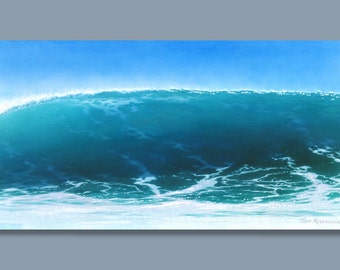 Surf Art Print, "Emerald City", Airbrush Wave Painting, Ocean Pix
