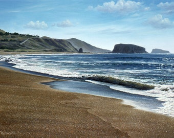 Ocean Painting, "Goat Rock Beach", Seascape Print,  Sonoma Coast, California Scenery