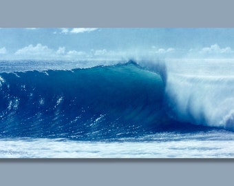 Surf Art Print, Airbrush Acrylic, Wave Painting, Tropical Beach, Turquoise Water