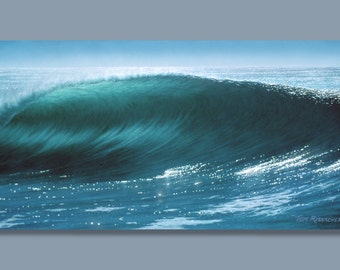 California Wave Print, Airbrush Painting, Turquoise Water, Surf Art, Northcoast