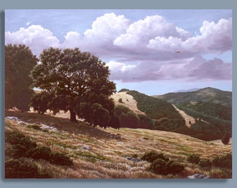Landscape Painting, California Scenery, Oak Tree, Wine Country Print