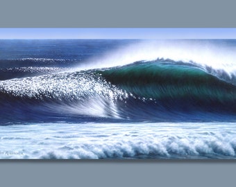 Surf Wall Art, Airbrush Wave Painting, Hawaiian Waves, Ocean Art