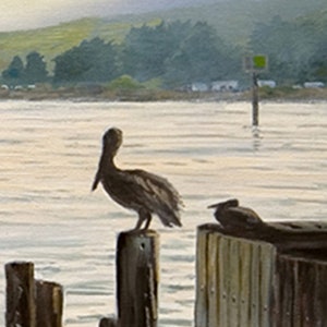 Giclee Print on Canvas, Heading Out Fishing Boat, Pelicans, Cormorants, Oil on Canvas, Nautical Painting, Bodega Bay image 2