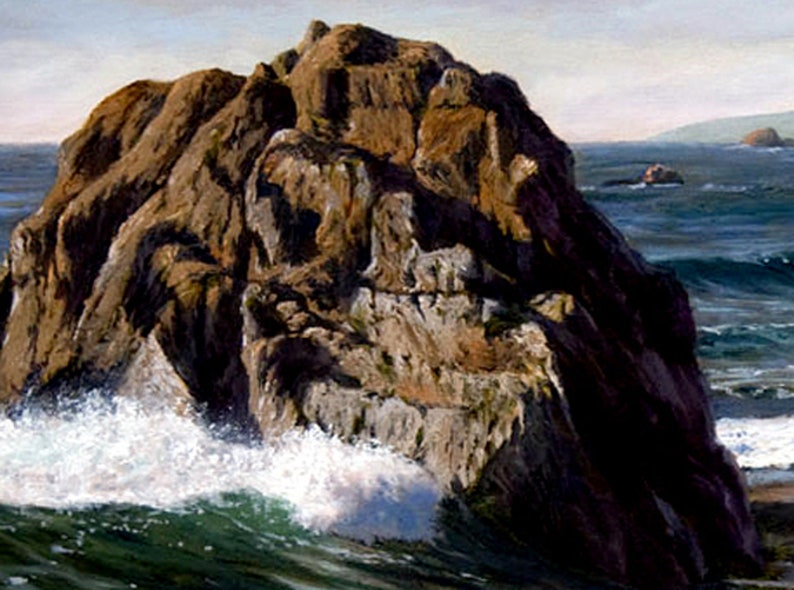 Tryck på duk, Kaliforniens kustmålning, Sandpipor på stranden, Sonoma County bild 4