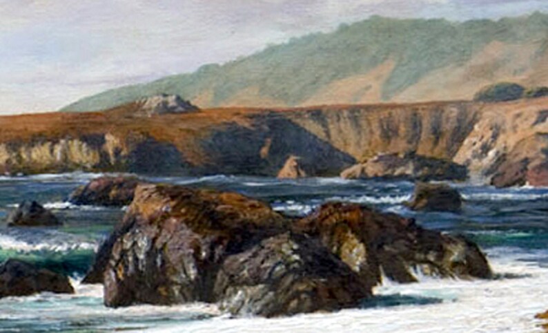 Tryck på duk, Kaliforniens kustmålning, Sandpipor på stranden, Sonoma County bild 5