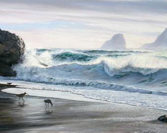 Ocean Painting, Seascape Print, Sonoma Coast Scenery,"Winter Surf"