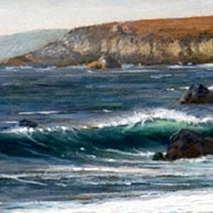 Tryck på duk, Kaliforniens kustmålning, Sandpipor på stranden, Sonoma County bild 6