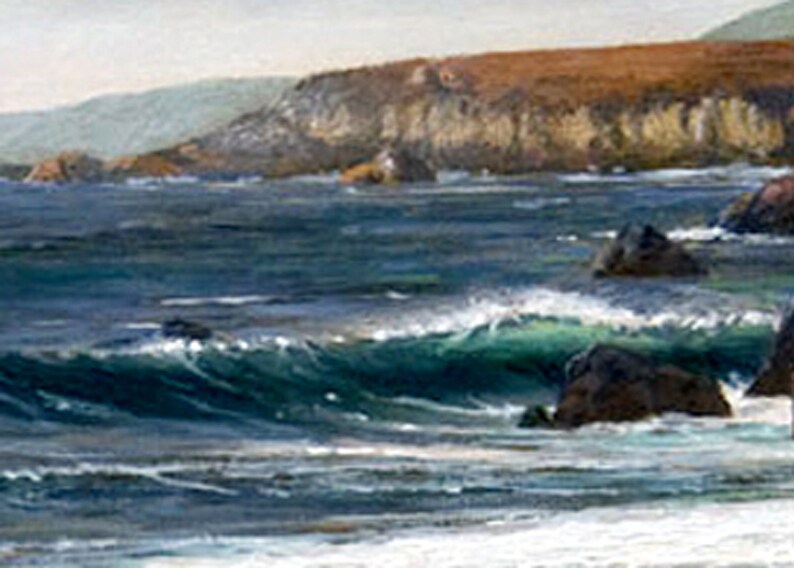 Tryck på duk, Kaliforniens kustmålning, Sandpipor på stranden, Sonoma County bild 6