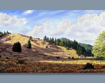 California Ranch Print, Landscape Painting, Sonoma County, Russian River Area