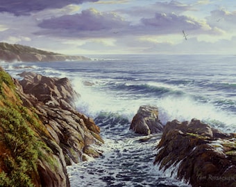 Ocean Print on Canvas, Mendocino Coast, Seascape Art, Ocean Painting, Realism