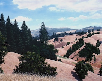 California Landscape Painting, "King Ridge", Print on Canvas, Sonoma Back Country