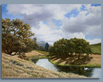 Sonoma County Landscape Print, Vineyard Paintings, California Scenery, Wine Country Art