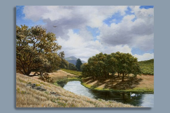 Sonoma County Landscape Print, Vineyard Paintings, California Scenery, Wine Country Art