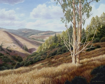 Eucalyptus Painting, California Landscape Print, Oil Painting, Sonoma County Image, Bay Hill Road