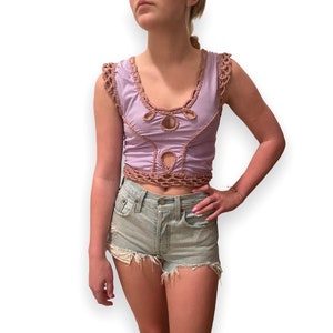 Womens Summer Tops Bustier Crop Lace Cami Top (Color : Lilac