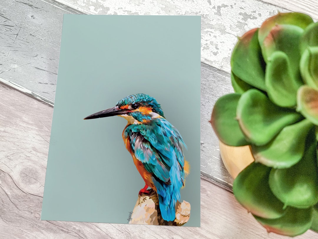 Kingfisher Print Modern Wall Art Kingfisher Illustration Etsy