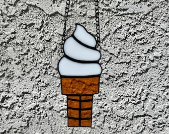 Stained glass soft serve ice cream wall hanging or sun catcher