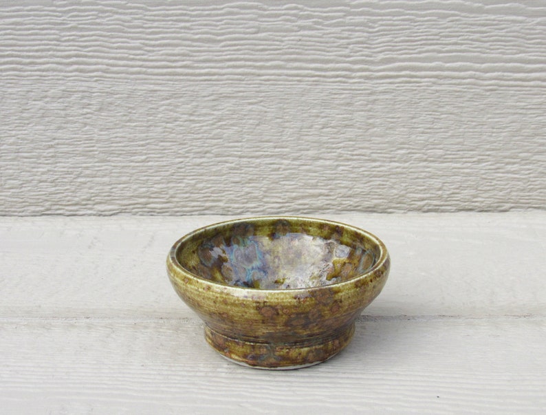 recycled glass handmade pottery brown and turquoise bowl