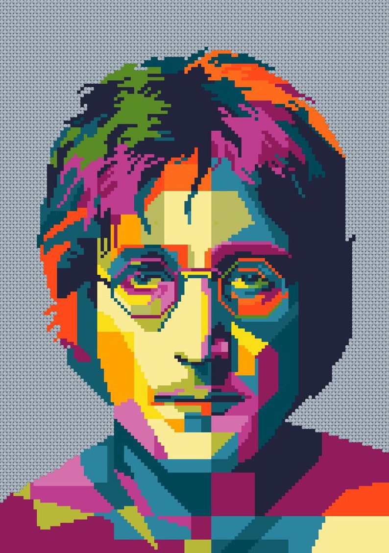 Lennon The Beatles Cross stitch pattern PDF Instant | Etsy
