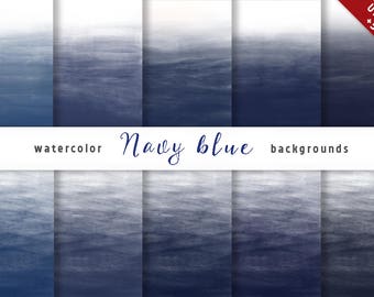 Blue Watercolor Digital Paper Pack Ombre Commercial Use Etsy