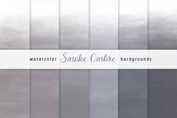 Grey Ombre Watercolor Digital Paper Set 6 Digital Backgrounds Scrapbooking Crafts Invitations Digital Scrapbooking
