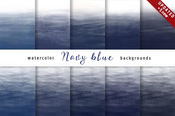 Dark Blue Ombre Watercolor Digital Paper Set 10 Digital Backgrounds Navy Blue Scrapbooking Crafts Invitations Digital Scrapbooking
