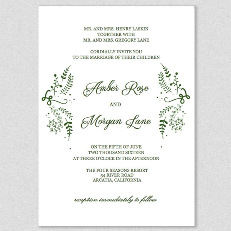 Wedding Invite Template INSTANT DOWNLOAD Wedding Invite Printable Wedding Invitation Design Fly Wedding Invitation Template
