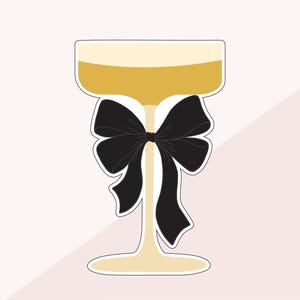 Square Champagne Glass with Bow Cookie Cutter STL File - Instant Download | Digital File ONLY - New Years Eve | Coquette | Cocktail