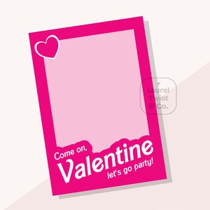 Cartão cor-de-rosa do dia dos namorados da boneca para impressão | Vamos à festa | Download Digital do Dia dos Namorados | Cartão 3,5x5 | Imprimir em casa