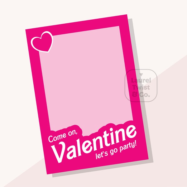 Pink Doll Valentine's Day Card Printable | Let's Go Party | Valentine's Day Digital Download | 3.5x5 Card | Print at Home