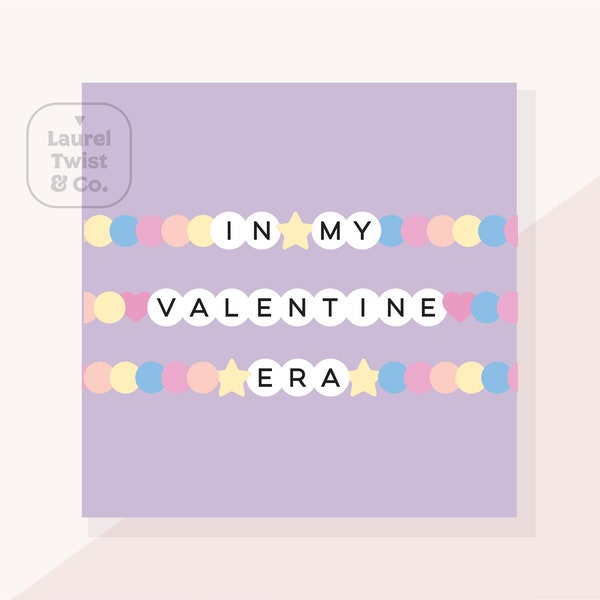 Printable Cookie Tag | In Our Valentine Era | Friendship Bracelet Valentine | 2.5 x 2.5" Square | Instant PDF Download | Swiftie