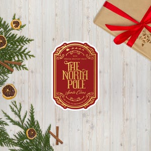 Pegatinas navideñas de entrega especial / Pegatinas navideñas de entrega al Polo Norte / Papel de regalo de Papá Noel
