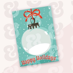 Happy Holidays Ornament Cookie Karte | Weihnachtsplätzchen zum Ausdrucken | Weihnachtsplätzchen Backer | 3,5x5 Karte