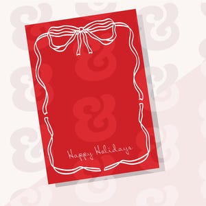 Tarjeta de galletas de vacaciones de Coquette / Galleta navideña con lazo imprimible / Soporte para galletas navideñas / Tarjeta de 3,5 x 5