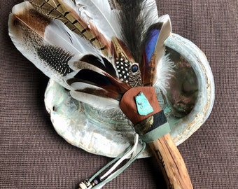 Ceremony Feather Staff, Custom Smudging Fan, Shaman, Spirit Wand, Prayer, Spiritual, Transitions ~ Custom Creation, Journey & Vision Session