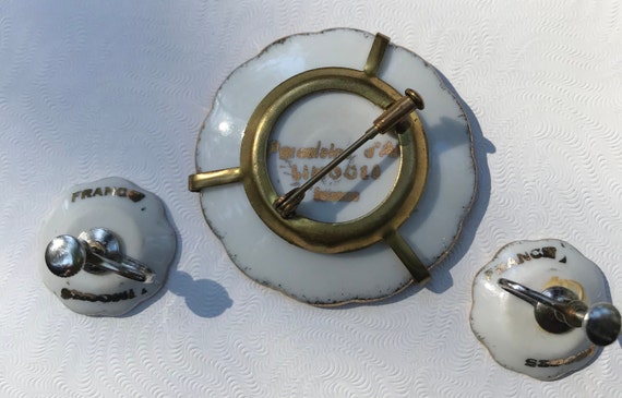 Vintage Fragonard brooch & earring set Limoges - image 2