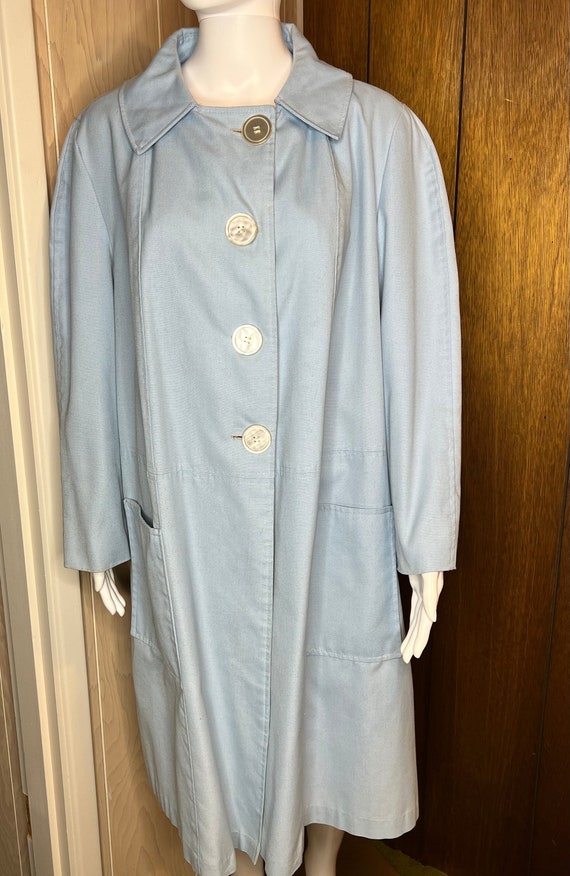 1960s handmade overcoat baby blue with pink lining LA… - Gem
