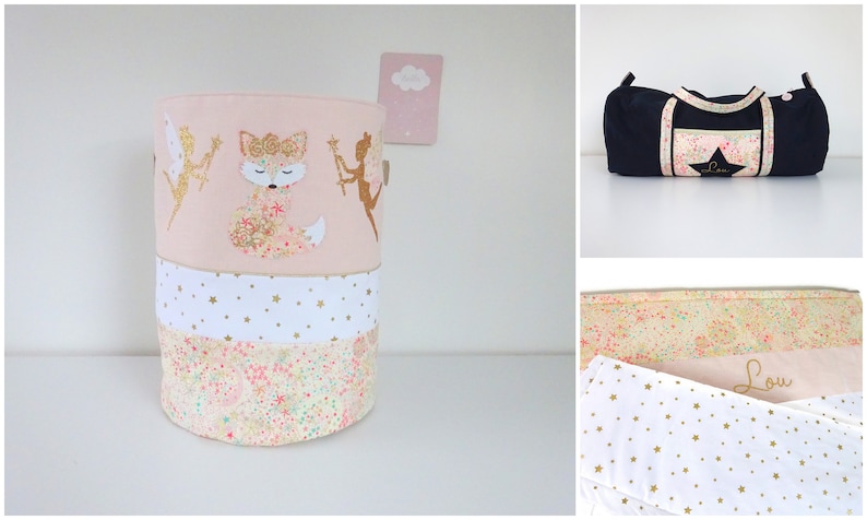 Liberty pink and gold customizable fairy fox toy basket liberty adelajda sun