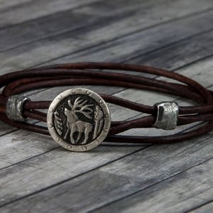 Elk Leather Bracelet Elk Jewelry Leather Wrap Bracelet Mens Leather Bracelet Womens Leather Bracelet Hunter Jewelry Gifts Under 30 Deer