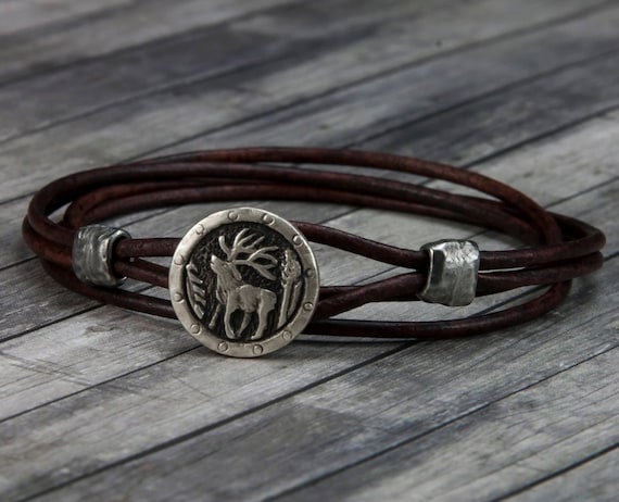 30 Hunter Schmuck Herren Geschenke Hirsch Wrap Unter Womens Elch Armband Leder L35j4RA