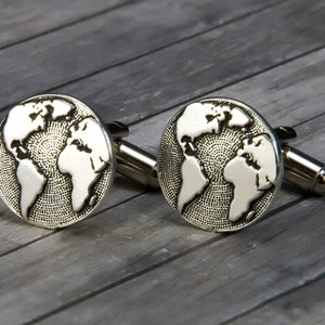 Boutons de manchette globe - Boutons de manchette globe - Boutons de manchette du monde - Accessoire de boutons de manchette faits main pour homme - Fête des pères - Cadeau pour lui - Wanderlust
