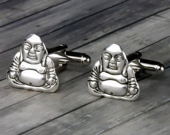 Buddha Cuff Links – Buddha Cufflinks - Zen Cuff Links - Mens Accessories - Mens Gift - Valentines Day - Gift for Him - Zen - Buddah - Om