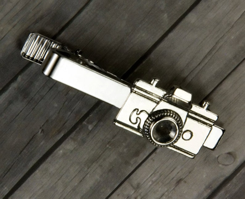 Camera Tie Clip Camera Tie Bar Mens Jewelry Groom Christmas Gifts For Him Photographer gift Men Wedding Accessories Camera image 1