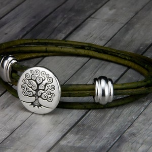 Tree of Life Leather Bracelet -  Leather Wrap Bracelet - Unisex Leather Bracelet - Mens Leather Bracelet - Womens Leather Bracelet - Tree